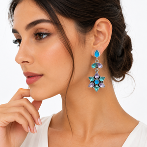 Proveedor Confiable, Pendientes Colgantes de Flor Monalisa, Joyería de Moda Étnica Vintage para Mujer, Chapado en Plata Antigua - Product Image 2