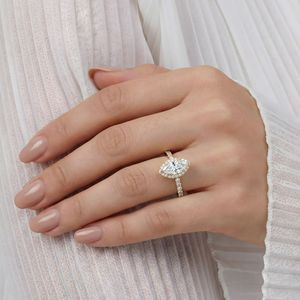 แหวนเพชรทรงมาร์คีส์ 2.13 กะรัต เพชรสร้างในห้องปฏิบัติการ ทองคำแท้ 14KT 10KT ตัดแบบแฟนซี น้ำหนักเบา ดีไซน์หรูหรา แหวนหมั้น คุณภาพสูง - Product Image 1