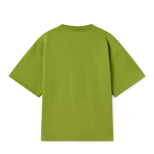 Camiseta Casual de Manga Corta para Hombre, Color Verde Oliva Sólido, Cuello Redondo, Estilo Holgado, Tejido Liso - Product Image 2