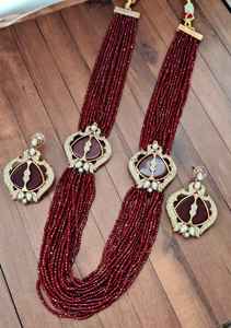 Antique Design Women's Brass Antique <b>Gold</b> Plated Mala Necklace <b>Earrings</b> Jewelry <b>Sets</b> Newly Wed Brides Parties Wear 3 Piece <b>Set</b> - Product Image 4