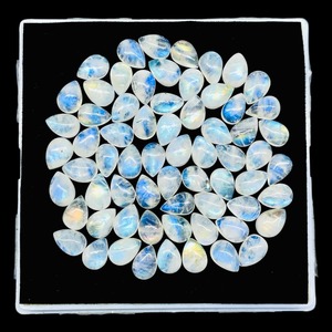 Pierre de lune arc-en-ciel naturelle, cabochon taille poire, 10mm 7mm, pierre à reflet bleu, pierre précieuse en vrac, prix de gros en vrac pour la fabrication de bijoux - Product Image 3
