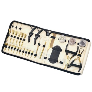 Stainless Steel Gold Hair Extension Tools Kit with 2 Hole Micro <b>Beads</b> Closer Plier Micro <b>Bead</b> Opener Plier Loop Hook Hair Grippe - Product Image 1