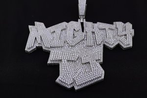 Colgante de Letra de Plata de Ley 925 con Moissanita Estilo Hip Hop, Micro Pavé, Corte Brillante Redondo, Amuleto Temático para Hombre, Uso Diario - Product Image 2