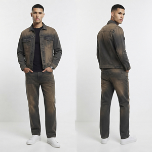Men <b>Denim</b> Jeans Tracksuit Bottom Streetwear Fashion <b>Denim</b> <b>Jacket</b> Pants Set Men's Manufacture Street Style <b>Denim</b> Tracksuit Mens - Product Image 1