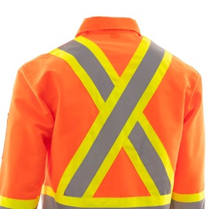 Chemise de travail à manches longues orange haute visibilité avec bandes réfléchissantes, vêtements de sécurité pour les travailleurs du bâtiment - Product Image 6