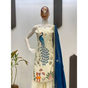 Salwar Kameez de Algodón de Diseño para Fiestas, Top y Pantalón con Dupatta - Product Image 1