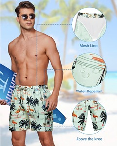 Customized Men's High Quality Summer Beach Shorts <b>Mid</b> Print Board Shorts Canvas Waterproof Double <b>Layer</b> Lining Anti-Wrinkle - Product Image 3