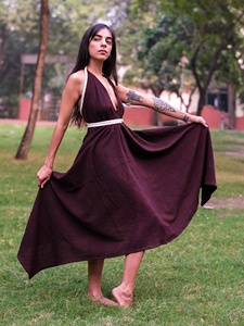 Vestido Maxi Halter Teñido Orgánicamente, Estilo Boho, Vestido de Diosa, Vestido Étnico Fluido para Festivales, Vestido de Verano Hippie para Vacaciones en la Playa - Product Image 3