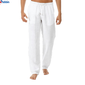 Top Trending Men's Simple Fashion Solid Color Casual Cotton Linen <b>Trousers</b> Low Moq Custom Own Logo Design Lightweight Pants - Product Image 2
