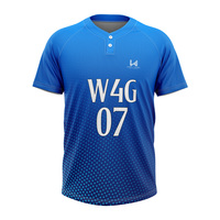 Kaos Baseball 2 Kancing Custom Made Lengan Pendek Jersey Tim Sublimasi Seragam Bernapas Cepat Kering Pakaian Olahraga Pabrik