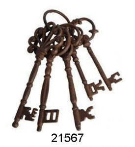 Lote de llaves de cárcel de hierro de último diseño (5 llaves), llave elegante de hierro hecha a mano india con acabado dorado brillante para decoración de hogar y Hotel - Product Image 4