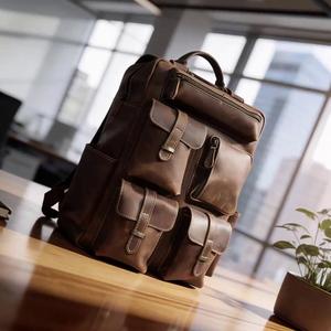 Mochila de Cuero Genuino Personalizada al por Mayor, Bolsa para Portátil para Hombre, Mochila de Cuero Real Impermeable, Bolsa de Viaje Vintage LBK-0116 - Product Image 2