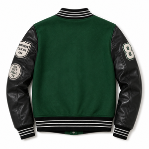Furat <b>Leathers</b> Embroidery <b>Leather</b> Letterman Varsity <b>Jacket</b> Streetwear Casual Winter Style Windproof Breathable <b>Men's</b> OEM Service - Product Image 4