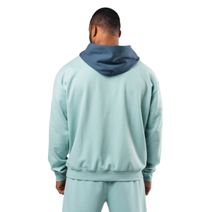 Sweat à capuche bicolore pour homme en mélange de coton et polaire, style décontracté streetwear, haut de sport, fabrication OEM personnalisée - Product Image 3