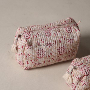 Wholesale Assorted Bags Hand Block Printed Quilted Cotton Cosmetic Bags (Set of 3) - Product Image 4