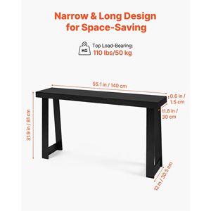 Mesa Consola Rectangular Moderna de Madera de 56 Pulgadas, Estrecha y Larga, con Función de Escritorio, para Entrada o Detrás del Sofá - Product Image 3