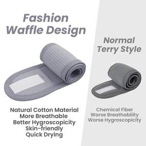 2025ที่คาดผมสำหรับสปาหน้าผ้าวาฟเฟิลผ้าเทอร์รี่สำหรับการดูแลผิวและล้างหน้า4ชิ้น - Product Image 4