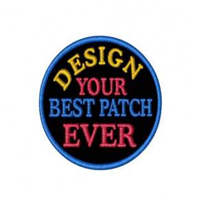 Écusson brodé personnalisé de luxe pour vêtements, badge en tissu tissé avec épingle de sûreté, design de logo circulaire - Product Image 4