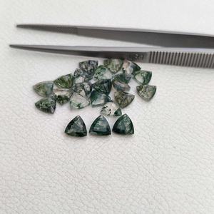 Natural 7mm verde musgo ágata facetada trillón corte piedra preciosa suelta certificada curación piedra de cristal para joyería precio al por mayor - Product Image 3
