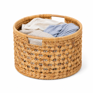 Eco Friendly Trendy Water Hyacinth Laundry Basket Wholesale Handcrafted Natural Storage <b>Hamper</b> Woven Home Organizer Manufacturer - Product Image 2