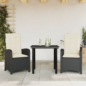 Ensemble de salle à manger de jardin en rotin PE 2 places, mobilier d'extérieur avec pieds réglables, design contemporain - Product Image 3