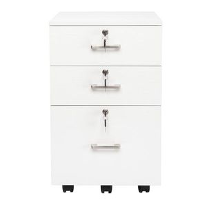 Armadietto Portadocumenti in Legno Bianco con Tre Cassetti, Mobili in Legno per Archiviazione - Product Image 4