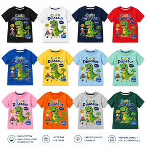 T-shirt unisexe à manches courtes et col rond en jersey motif dinosaure mignon, coupe classique pour homme, 100 % coton respirant, tenue décontractée, Cool Kids Club - Product Image 5