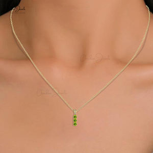 Handcrafted 14k Solid Gold Prong Set Natural 0.75 Cts <b>Peridot</b> <b>Pendant</b> With 0.9mm Diamond Customized <b>Pendant</b> Jewelry Manufacturer - Product Image 5