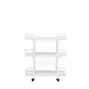 Carrello Bar Bianco a Tre Ripiani con Portabottiglie e Portabicchieri per Famiglie e Piccoli Raduni - Product Image 4