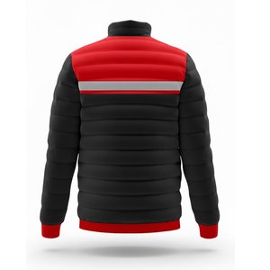 Nouveau manteau matelassé en duvet rouge et noir pour homme, col montant, fermeture éclair, vêtement d'extérieur décontracté, couleur unie, respirant, en polyester, pour l'hiver - Product Image 2