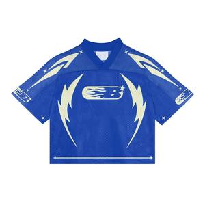 Wholesale New Mesh Breathable 260G Oversized Double Yarn Cotton Short Sleeved T-<b>shirt</b> Men's Contrasting Color <b>Patchwork</b> Retro - Product Image 5