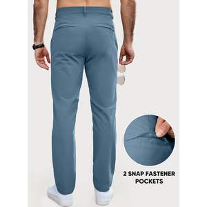 2025 Men's Casual <b>Stretch</b> Golf Pants Waist Tapered Lightweight Comfy Chino <b>Trousers</b> with Zipper Pockets Plain Dyed - Product Image 3