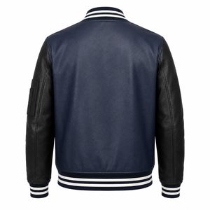 Veste en cuir véritable et toile pour homme, couleur unie, logo premium, imperméable, écologique, mode hiver, prix abordable - Product Image 2