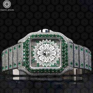 Reloj Mecánico de Lujo para Hombre Charm_Jewels con Diamantes, Caja de Acero Inoxidable, Esfera Verde Esmeralda de 40 mm, Analógico, Resistente al Agua 10 Bar - Product Image 1