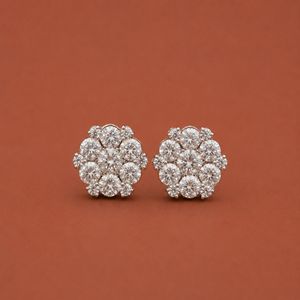 ต่างหูมอสซาไนต์ทรงกลมลายดอกไม้ S925 ดีไซน์แบบจัดเรียงเป็นกลุ่ม - Product Image 3