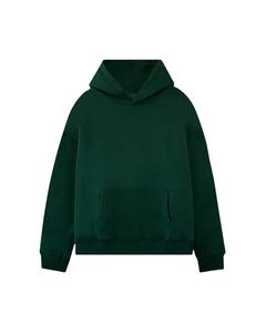 Sweat-shirt à capuche pour homme vert forêt foncé, couleur unie, épais, à manches longues, avec poche kangourou, décontracté - Product Image 1