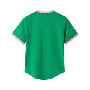 AKA เสื้อเชิ้ตเฮนลีย์สีเขียวสำหรับผู้หญิง ปักตัวอักษรกรีก กระดุมคุณภาพพรีเมียม เสื้อลำลอง ผ้าคุณภาพสูง สวมใส่สบาย - Product Image 6