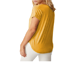 High Quality Custom Logo Casual Plus Size Jersey Cotton Short Sleeve <b>T</b>-<b>shirt</b> <b>Yellow</b> Color <b>Women's</b> - Product Image 2