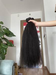 Bon marché, vente en gros, haute qualité, cheveux humains vierges cambodgiens Yaki lisses et crépus, extensions de tissage à double trame - Product Image 5