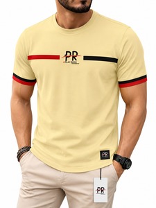 Custom Made Hip hop unique Style Summer casual Wear T-Shirt For Man with <b>white</b> stripes 100% Cotton Oversized hip hop men's <b>tee</b> - Product Image 6
