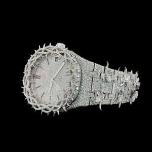 Fully <b>Iced</b> <b>Out</b> White Gold Branded <b>Watch</b> with vvs Moissanite Diamond Hip Hop Style Man's Jewelry Design Trendy Accessories - Product Image 2