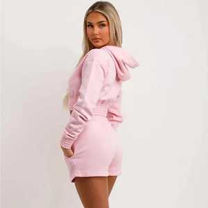 Women's 100% Cotton Oversize Hoodie Sweatshirt Set Breathable Winter Fleece Tracksuit with <b>Crop</b> <b>Top</b> Hoodies and <b>Tops</b> - Product Image 2