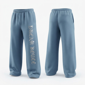 Custom Letter Rhinestone Printed Sweat <b>Pant</b> Men Elastic Waist Baggy Sweatpants 400 GSM <b>Fleece</b> Winter Warm Pajama <b>Pant</b> Men's - Product Image 6
