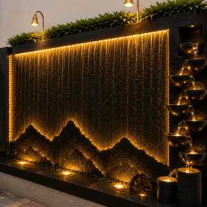 น้ำพุตกแต่งผนังกลางแจ้งแบบ LED วัสดุ FRP ผิวมันเงา ขนาดสั่งทำได้ ตกแต่งสวนสไตล์โมเดิร์น - Product Image 3