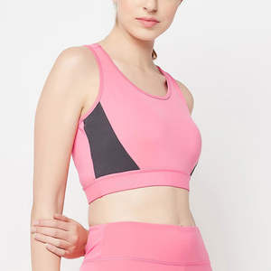 Top Deportivo Rosa Intenso con Logotipo Personalizado, Diseño Geométrico de Triángulos, Top de Yoga para Mujer, Top Corto de Alto Impacto para Gimnasio, Fitness y Entrenamiento - Product Image 5