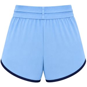 Light Blue <b>Women</b> Running <b>Shorts</b> With Navy Piping Polyester Quick Dry <b>Elastic</b> <b>Waist</b> Drawstring Gym Fitness Activewear <b>Shorts</b> OEM - Product Image 2