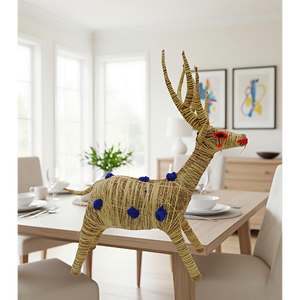 Handcrafted SSD Market <b>Rustic</b> Jute Deer Decor Eco Friendly Tabletop Home Decoration Natural Fiber Animal Showpiece Living Room - Product Image 1