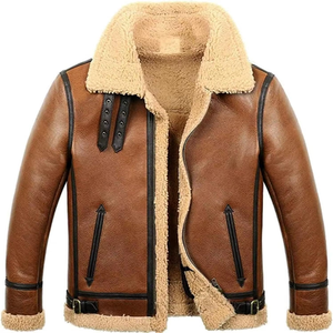 Vente Flash 2026 – Manteau en Cuir de Mouton Véritable Surdimensionné pour Blousons Aviateur, avec Fermeture Éclair en Soie Rayée, Idéal Printemps-Hiver - Product Image 2