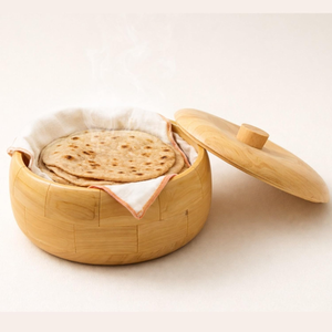 Caja Redonda de Madera Tallada para Cazuelas con Tapa, Caja de Madera Sólida para Roti, Chapati, Dabba, Recipiente para Comida Caliente para Cocina y Comedor - Product Image 1
