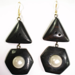 AYAANS CREATIONS Boucles d'oreilles en bois, sans nickel, hypoallergéniques, crochets plaqués or, argent, tendance, mariage, pour femmes - Product Image 3